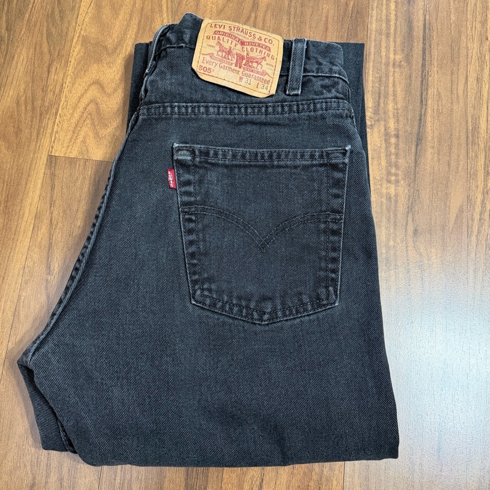 Vintage Levi's 505 Regular Fit Charcoal Straight Jeans Size W31 L34 - Picture 13 of 13